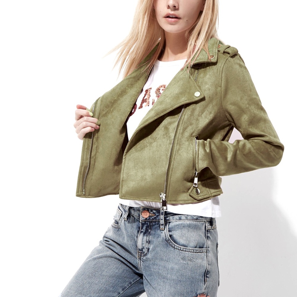 River Island Faux Suede Moto Jacket